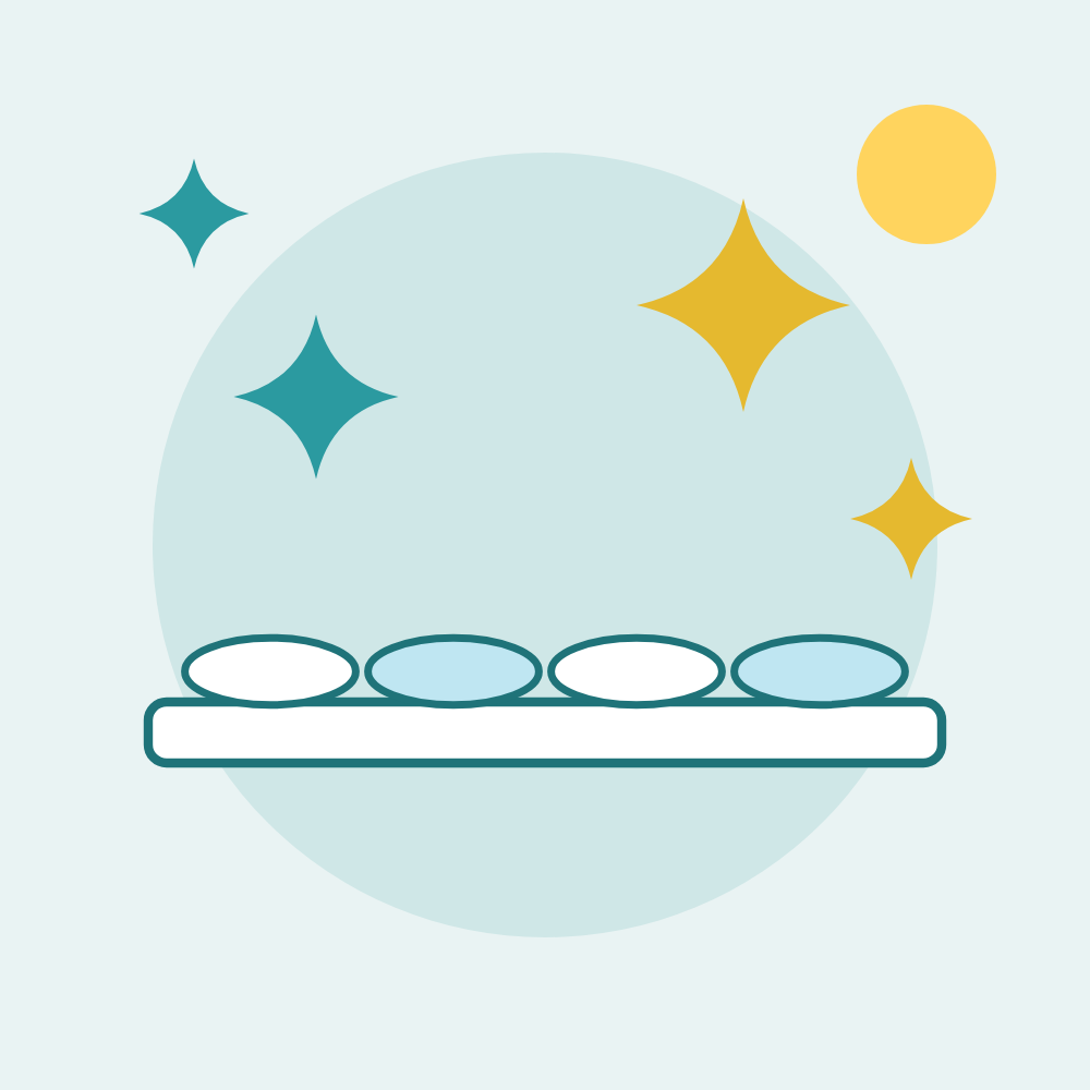 Illustration of sparkling clean dishes
