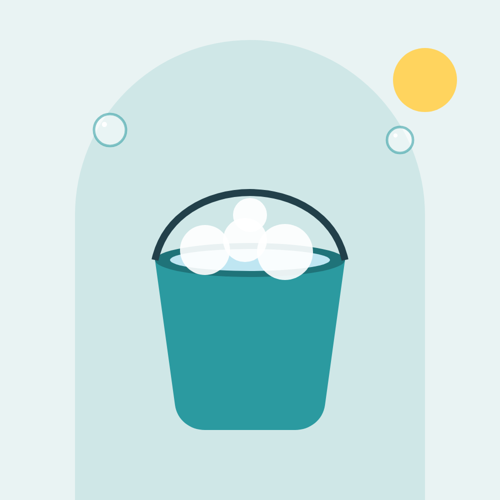Illustration of a bucket of soapy water